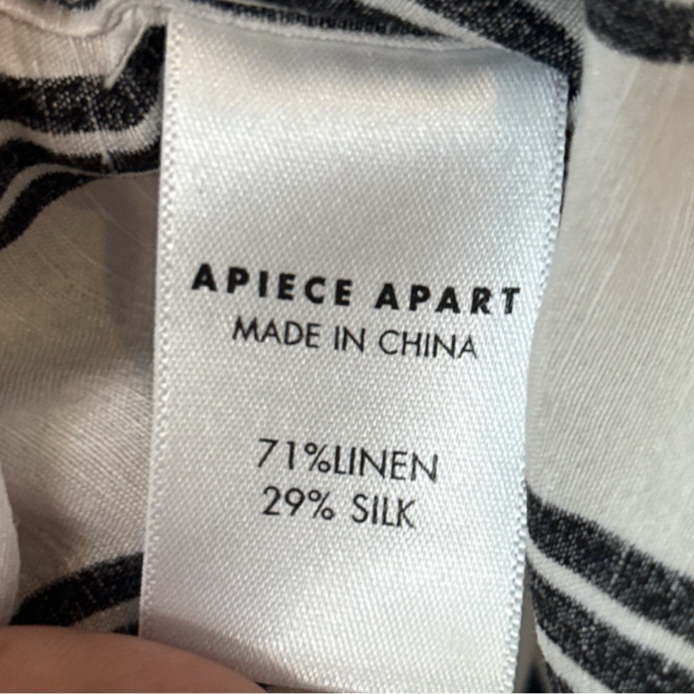 Apiece Apart Nueva Agustina Linen Silk Blend 3/4 Sleeve Striped Tunic Blouse 6 - Picture 4 of 7